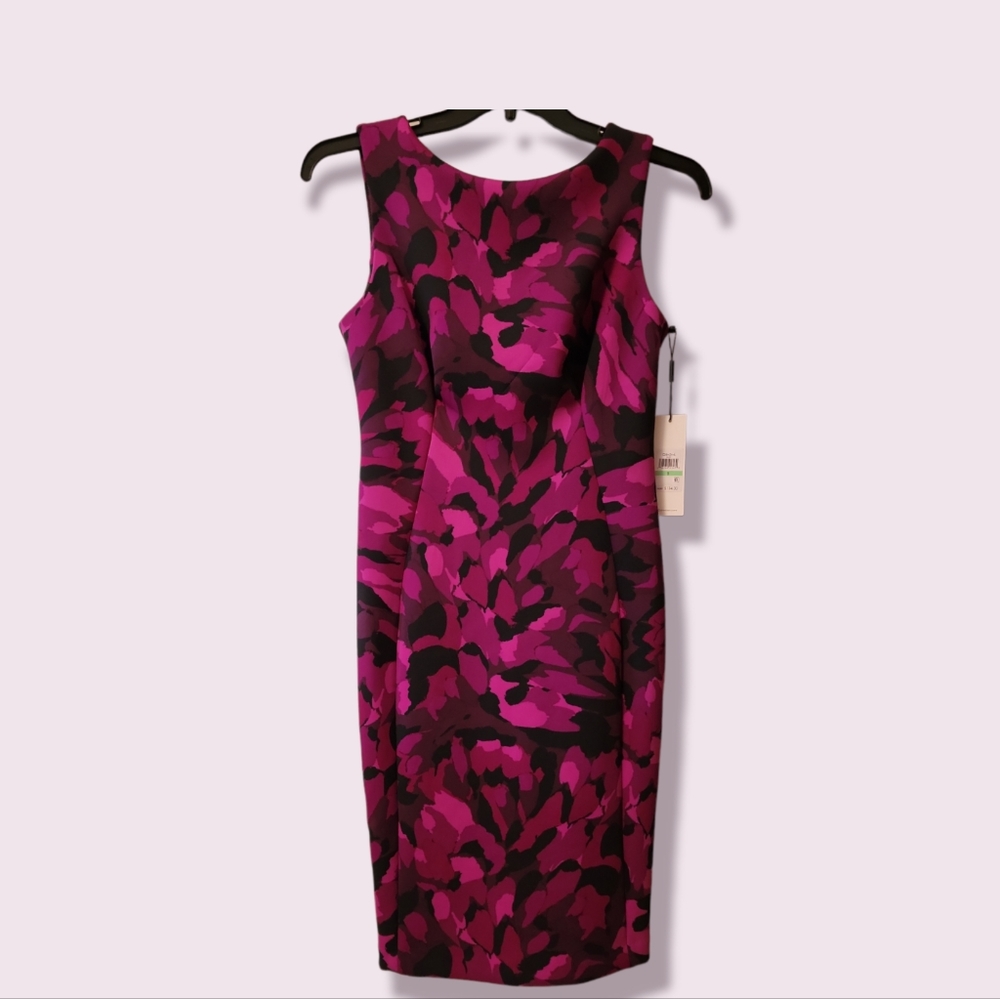 Calvin Klein Womens Dress Aubergine Purple Sleeveless Abstract Print